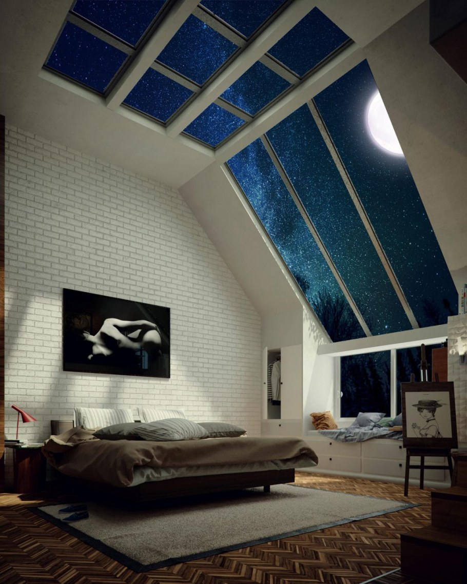 Мансарда со стеклянной крышей