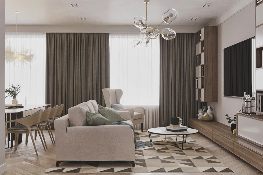 Интерьер светлой гостиной 2020