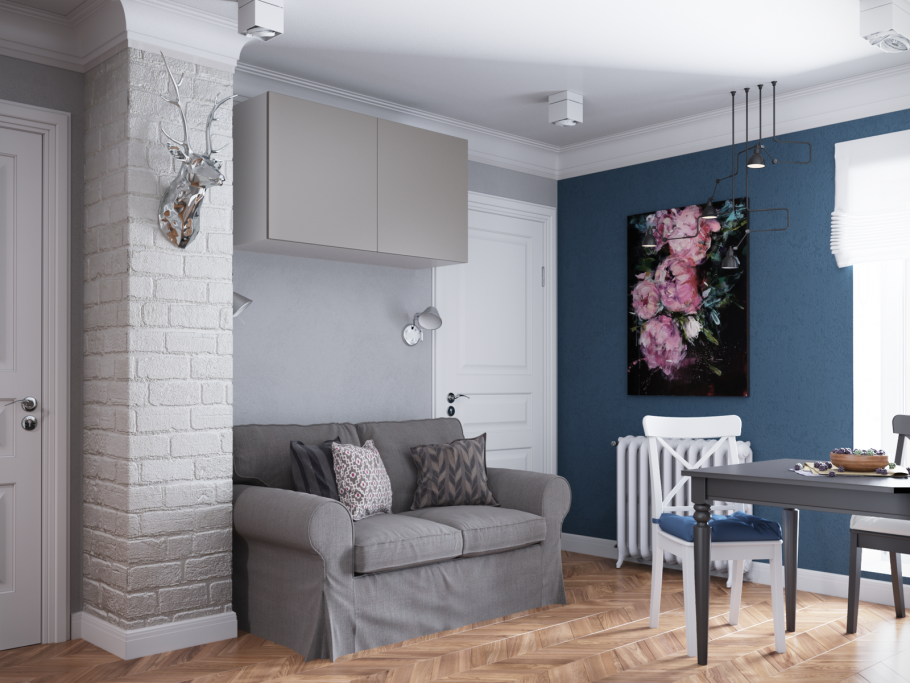 Серо голубая гостиная