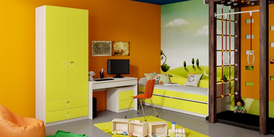 Желтая мебель в детской