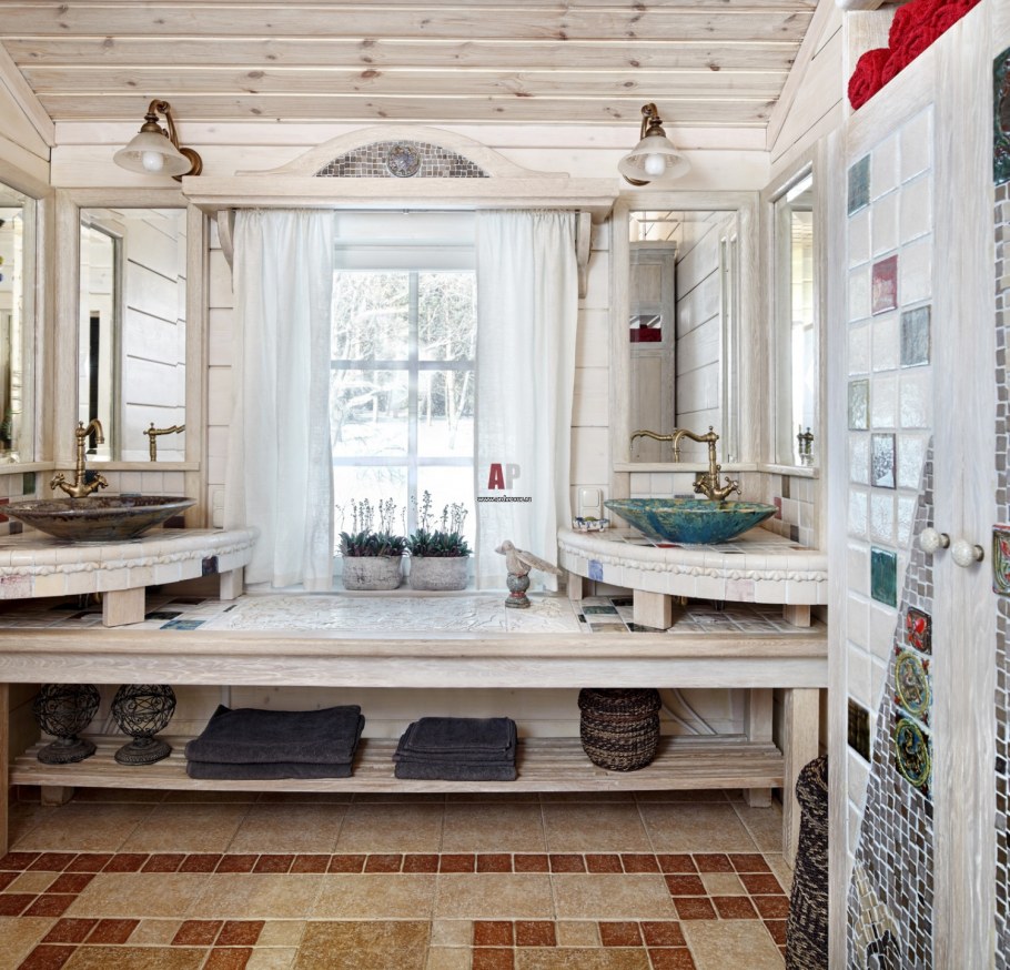 Ванная комната в русском стиле