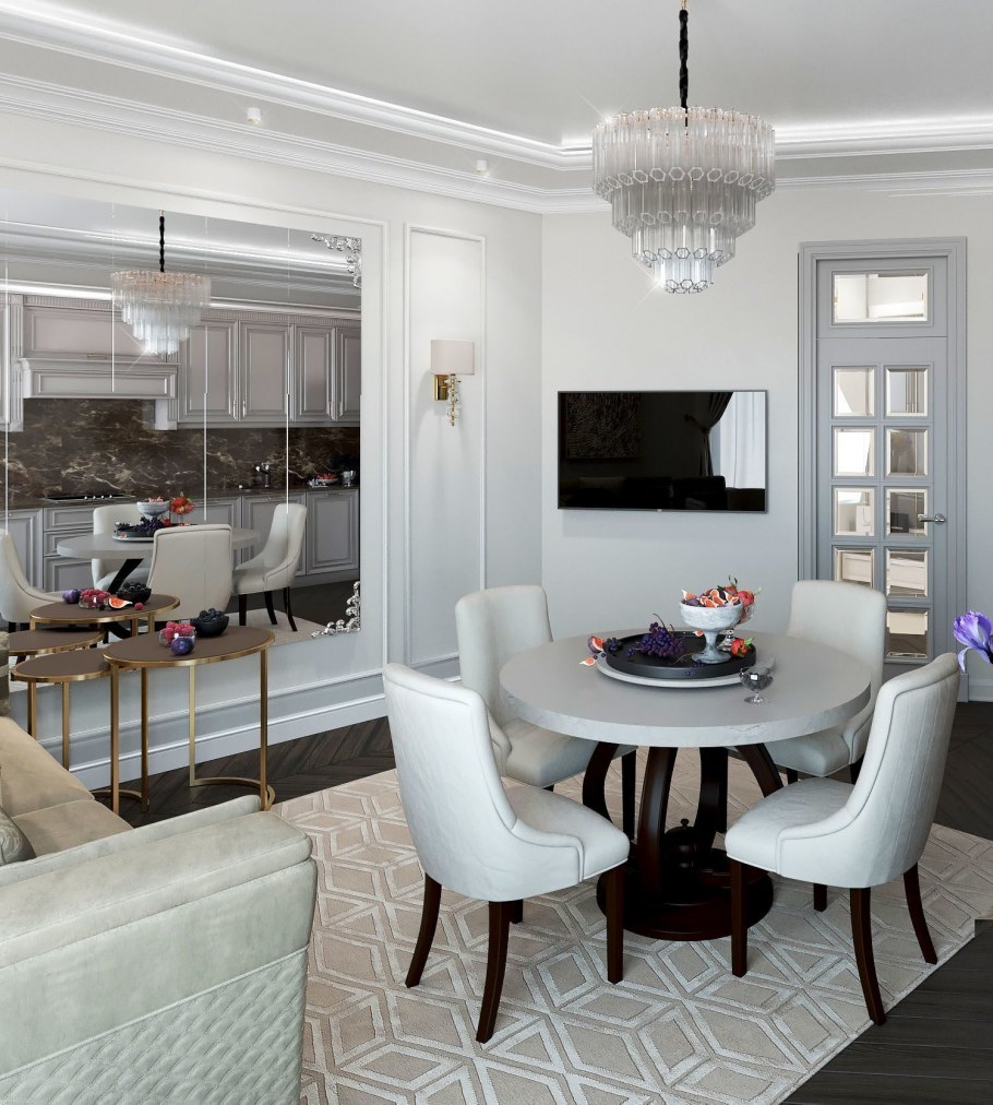 Круглый обеденный стол в интерьере