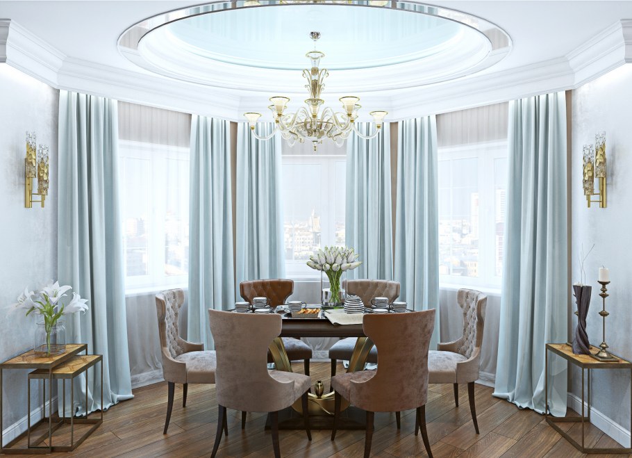 Круглый обеденный стол в интерьере