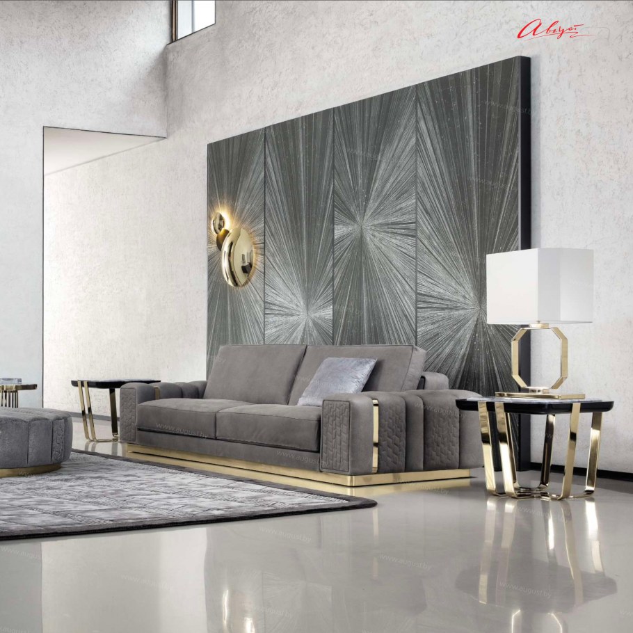 Кожаный диван Диона, коричневый {92299}