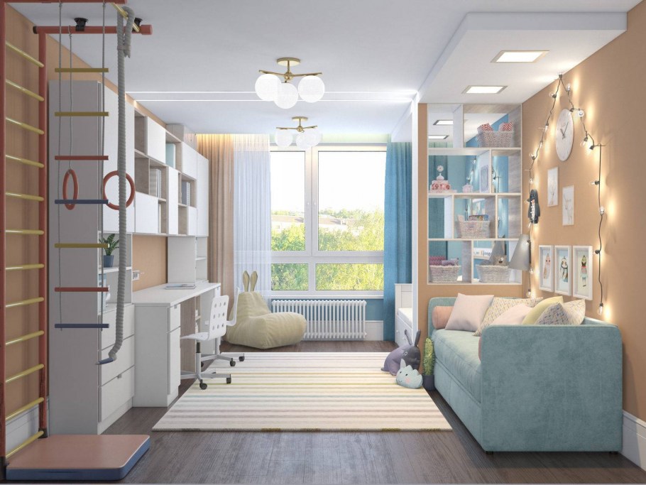 Комната в стиле лофт для подростка 12кв м с балконом