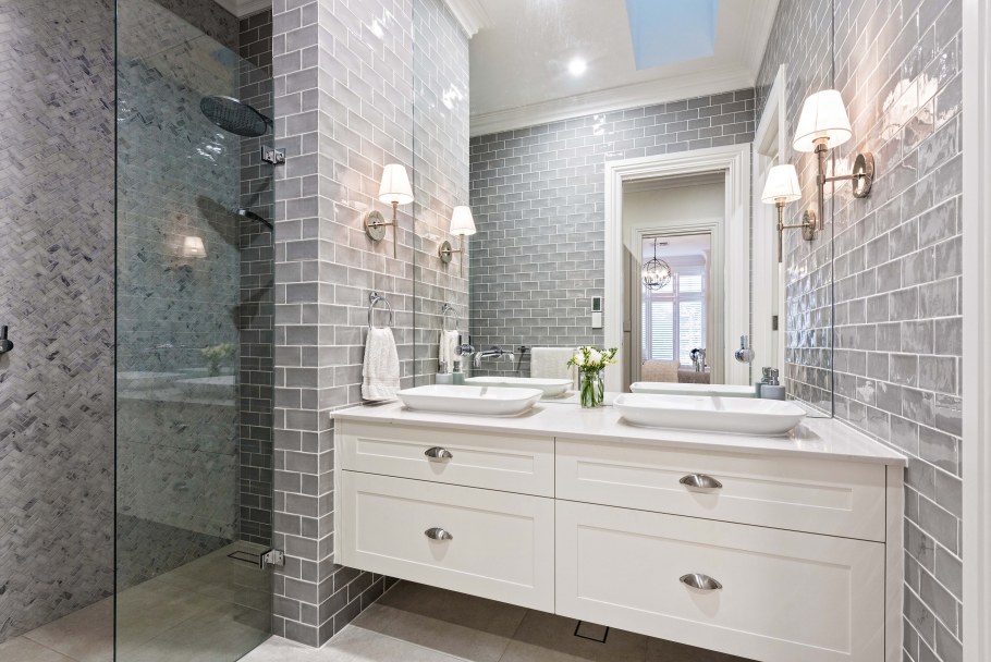 Серый кабанчик в ванной