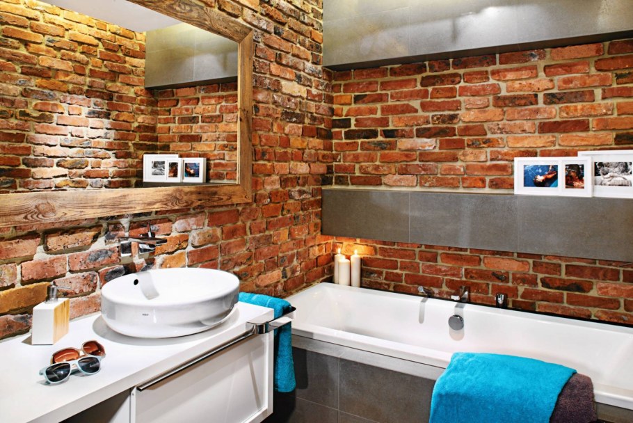 Ванная отделка кирпичиком