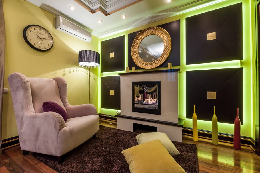 Желтая подсветка в интерьере