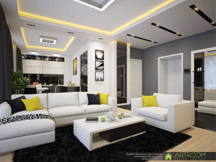 Визуализация современной гостиной