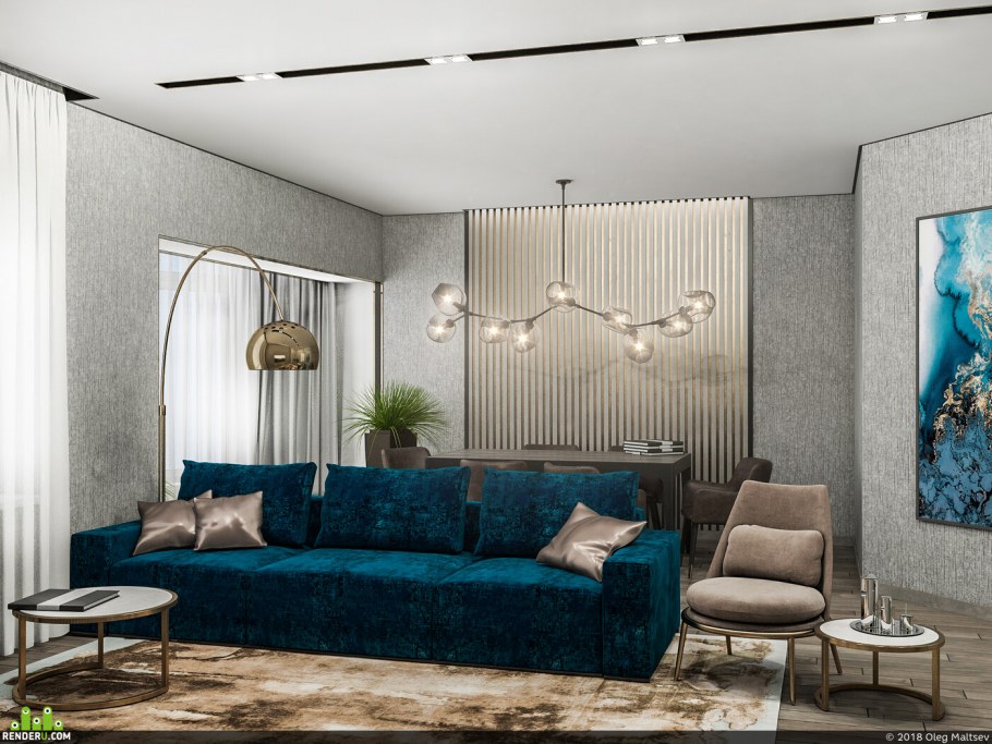 Гостиная 3д визуализация