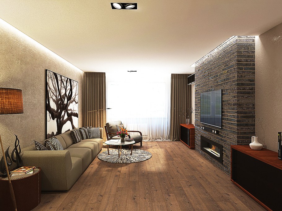 Интерьер гостиной визуализация