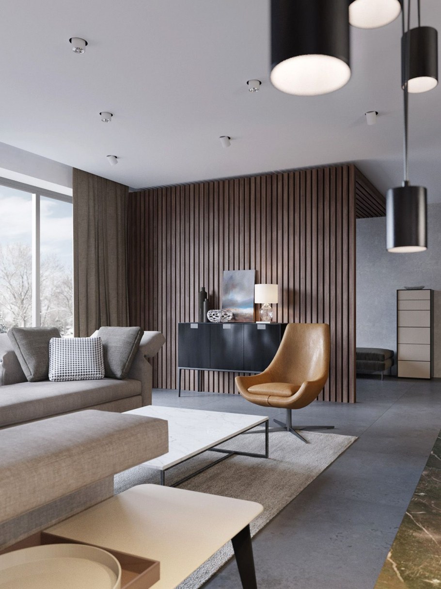 3d визуализация гостиной