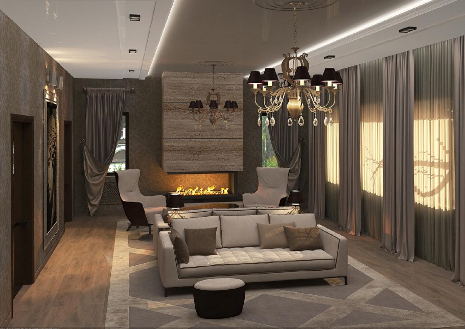 Интерьер гостиной визуализация