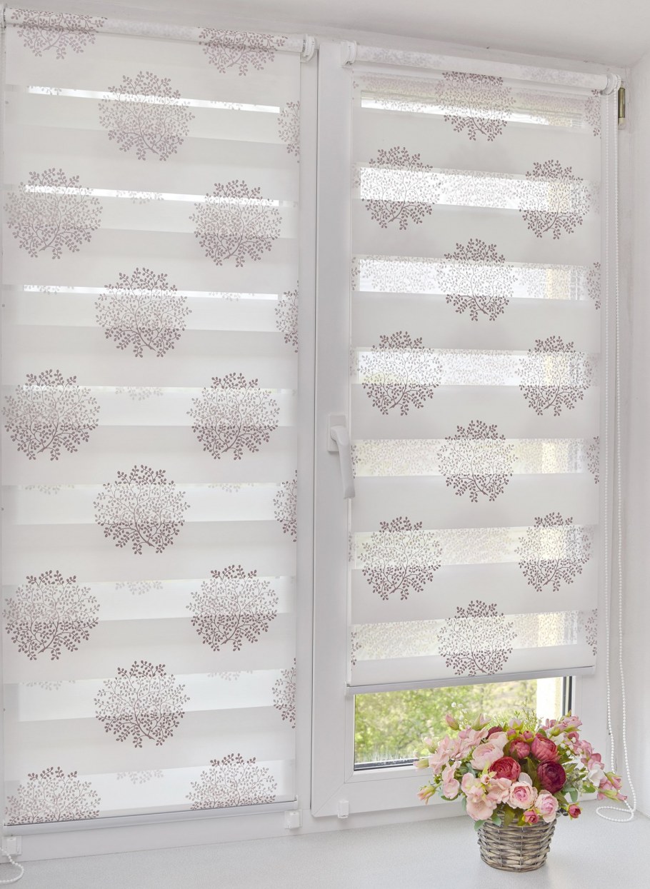 Рулонная штора ""день-ночь Сантайм декор"", крем, серебро (DF-200079-gr)