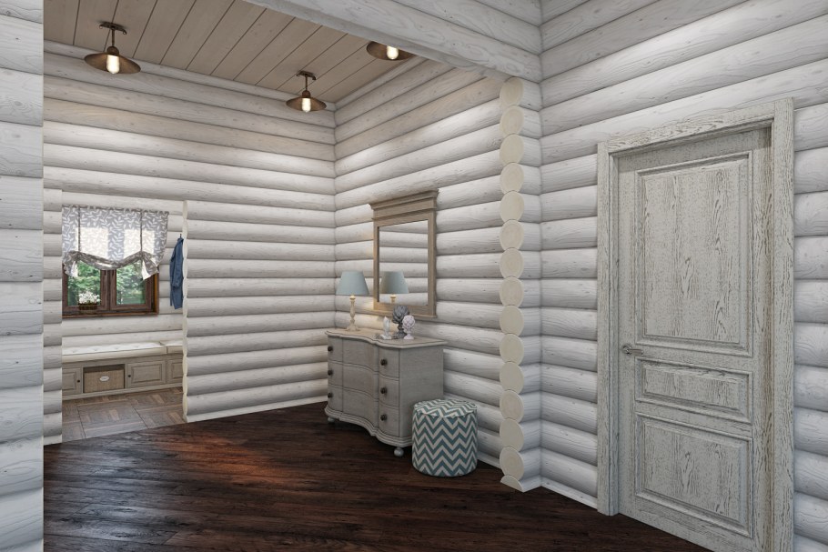 Прихожая в брусовом доме