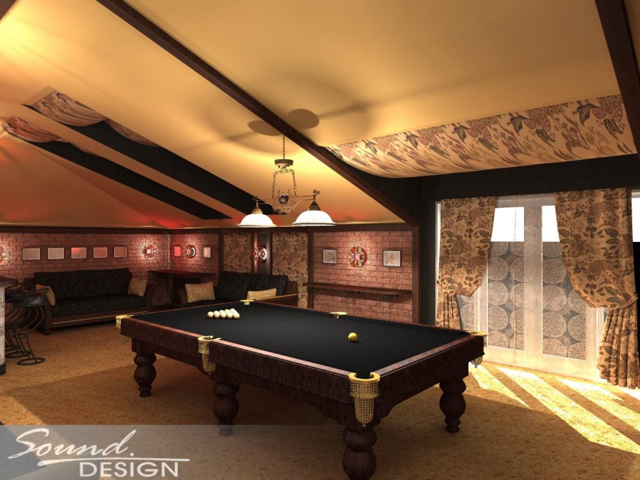 Бильярдная комната на мансарде
