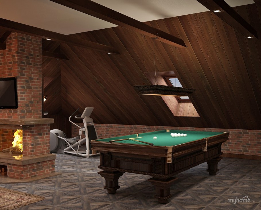 Бильярдная комната на мансарде