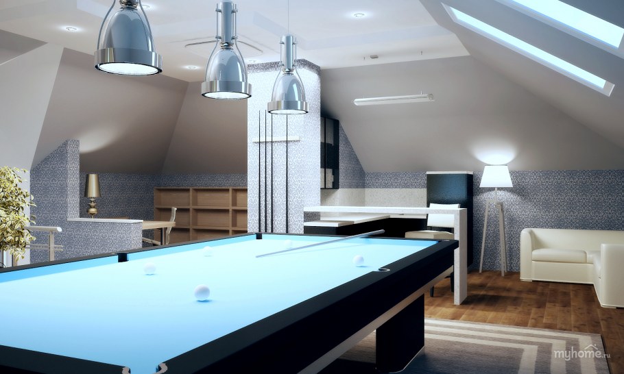 Бильярдная на мансардном этаже