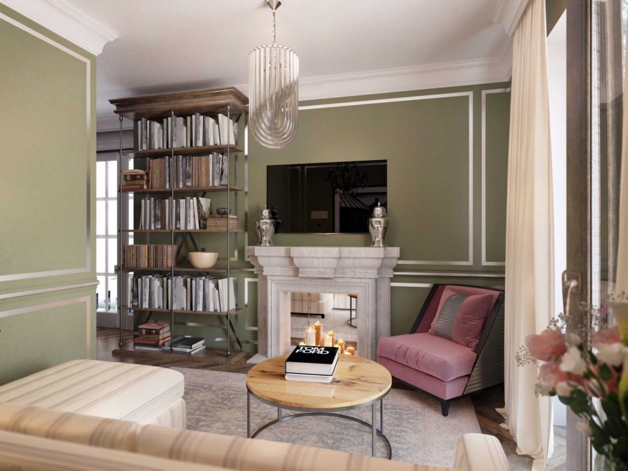 Гостиная с камином