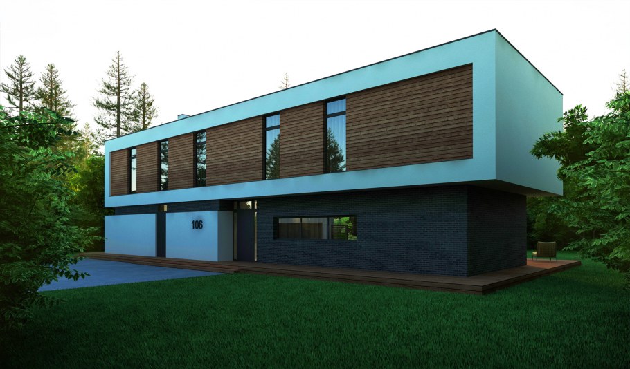 Одно этажный дом с плоской крышой