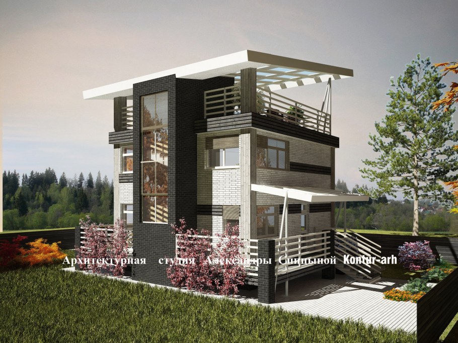 Маленький домик с плоской крышей