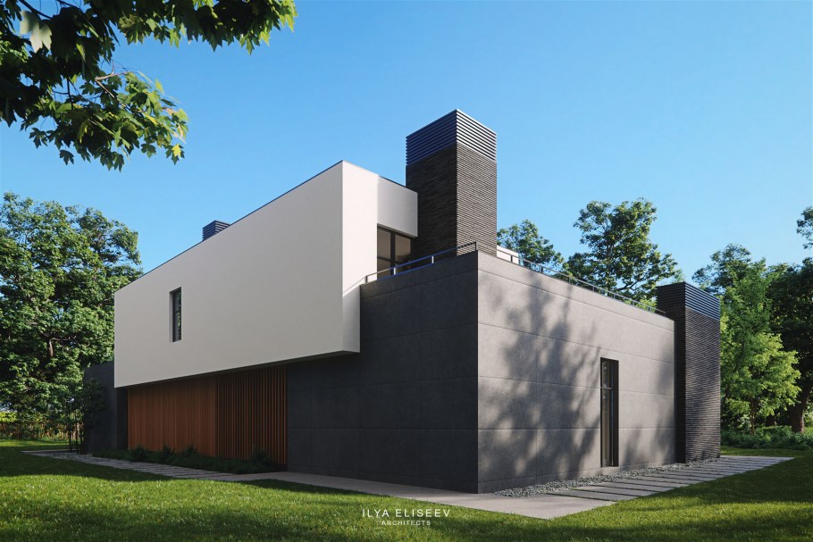 Небольшой дом с плоской кровлей