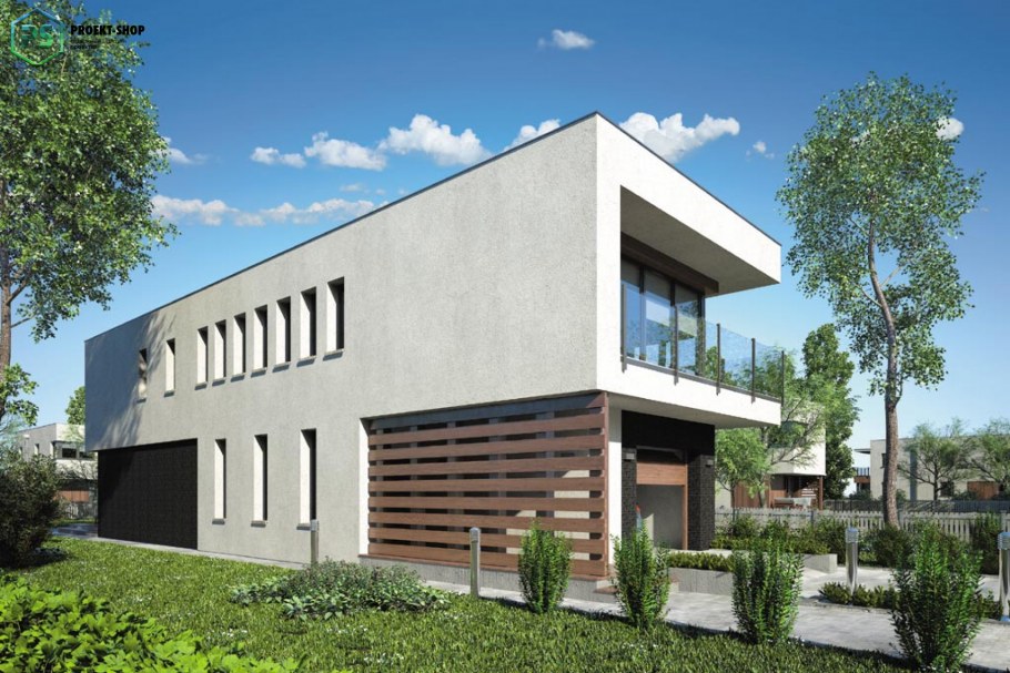Проект узкого дома с плоской крышей