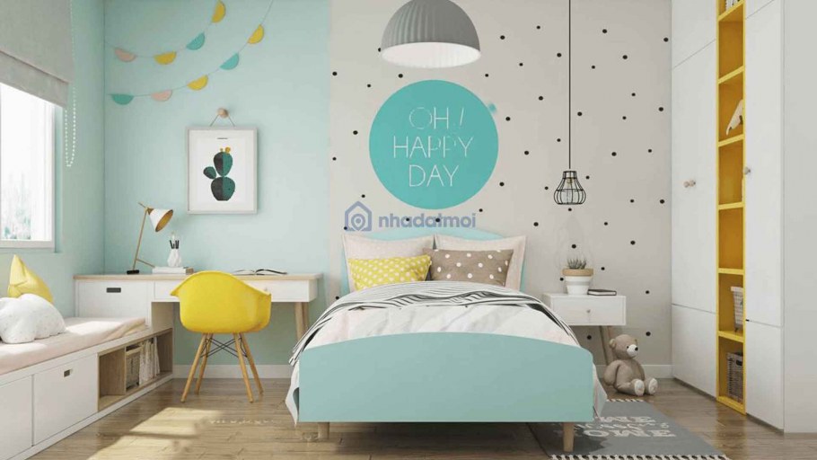 Детская в бирюзово желтых тонах