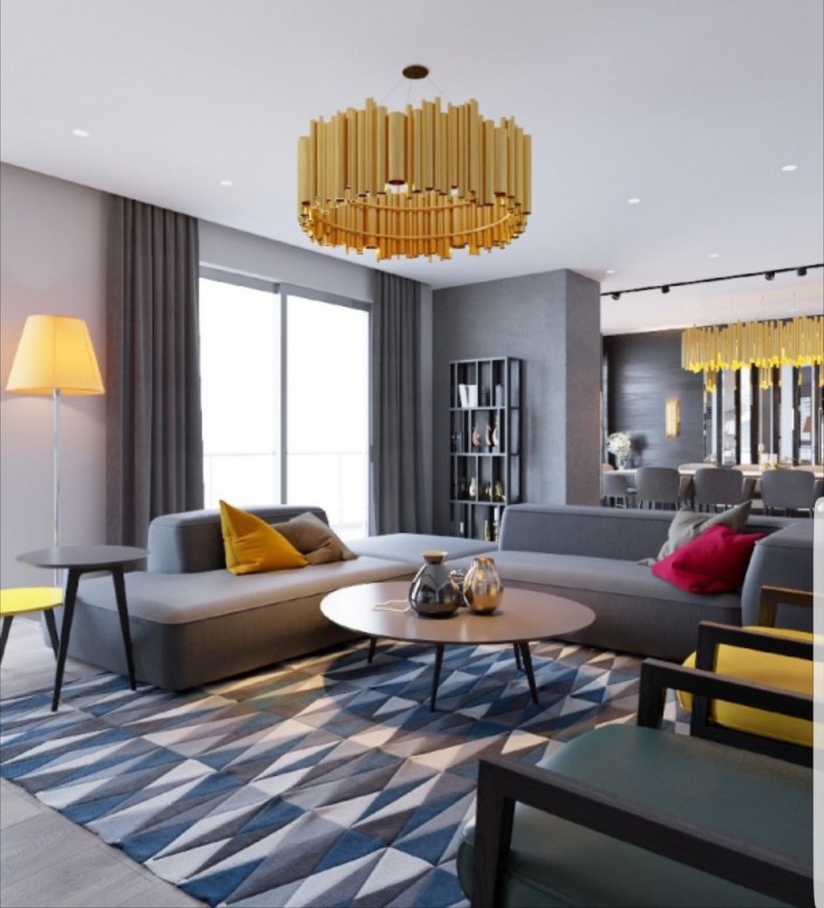 Гостиная с желтыми акцентами