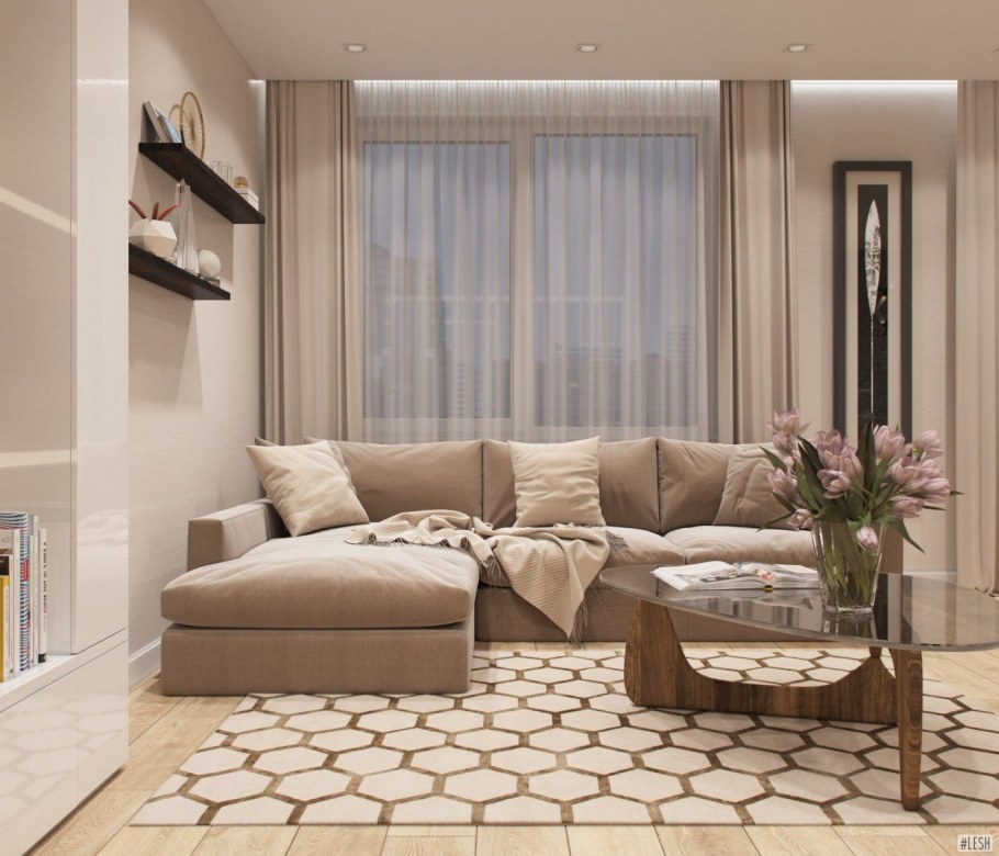 Диван у окна шторы