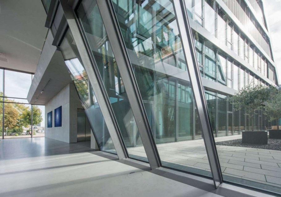 Стеклянная перегородка с растениями