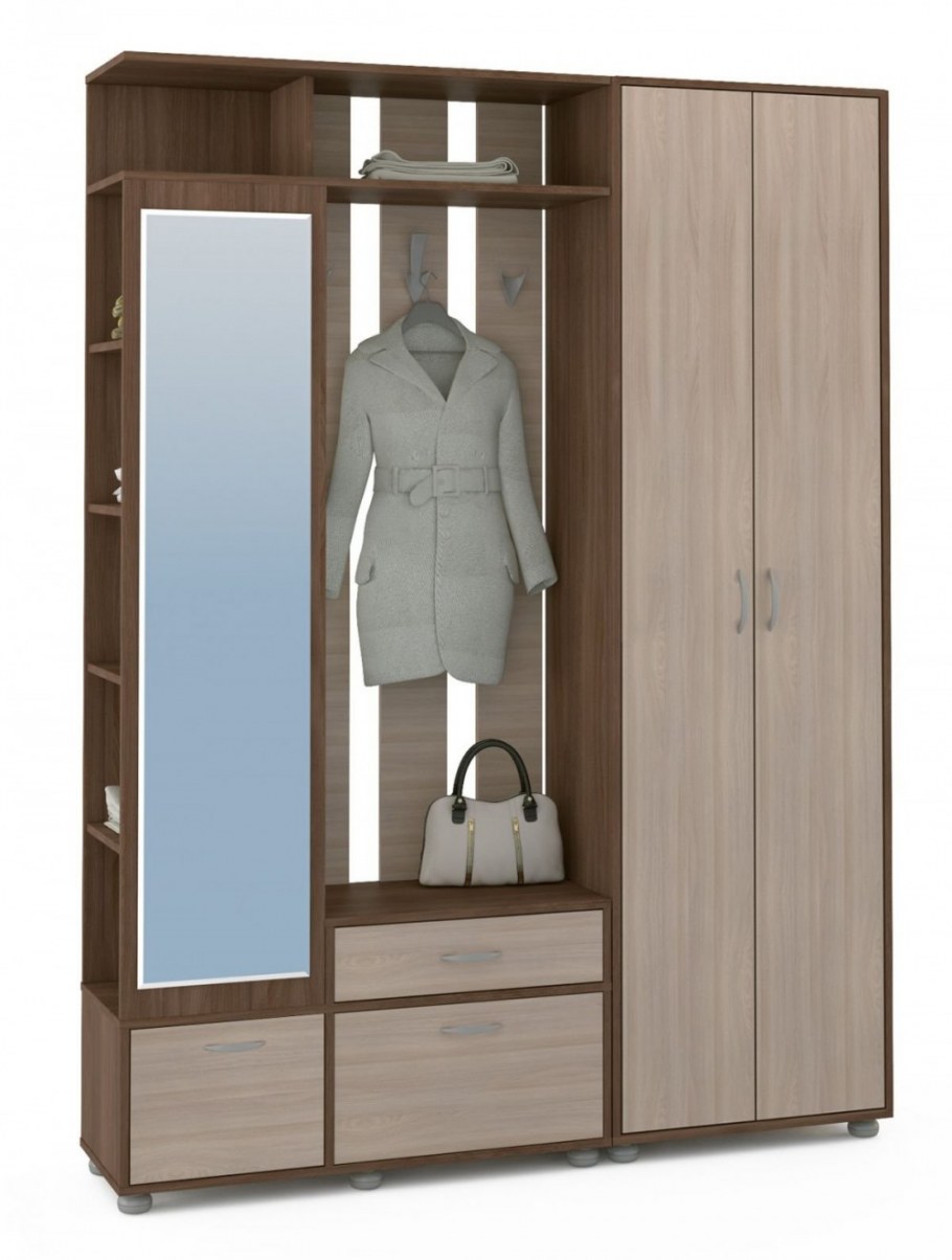 Прихожая Моби Глория 136/02 ясень темный/светлый