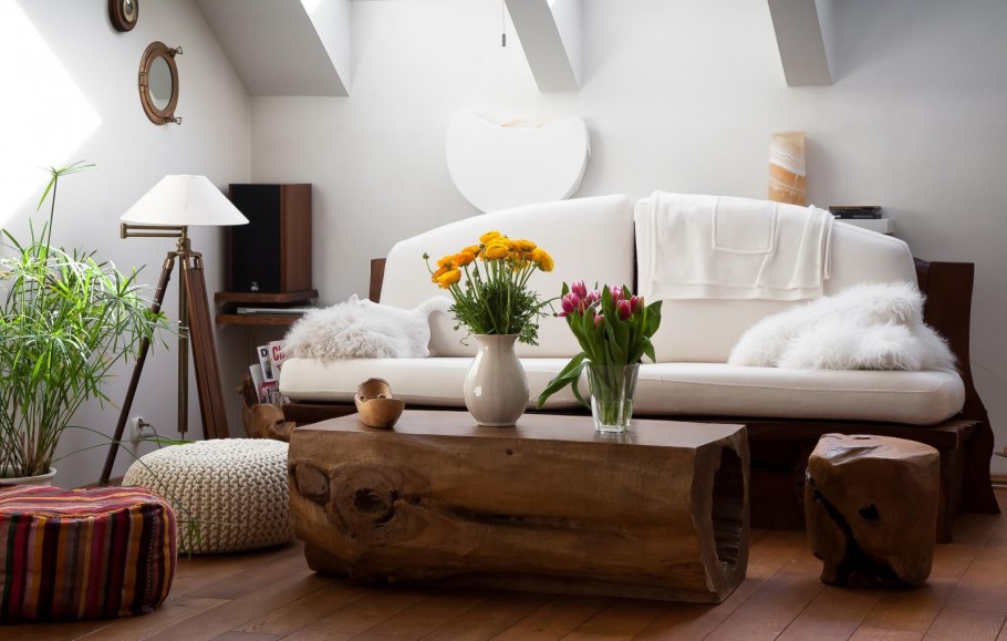 Экостиль в интерьере гостиной