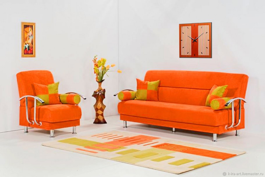 Оранжевый и зеленый в интерьере
