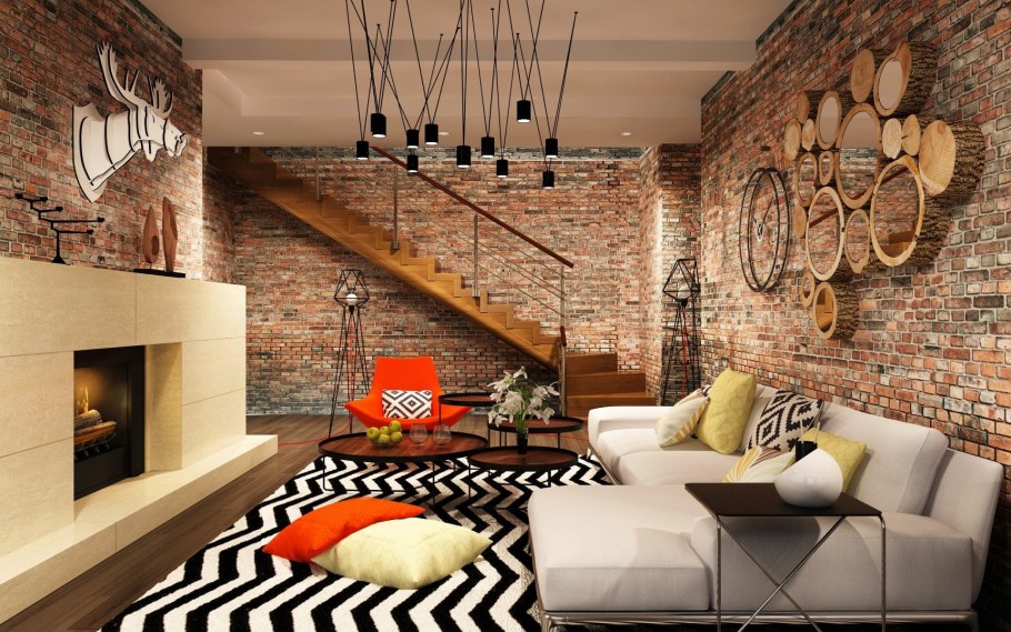 Loft Interior Design кирпич