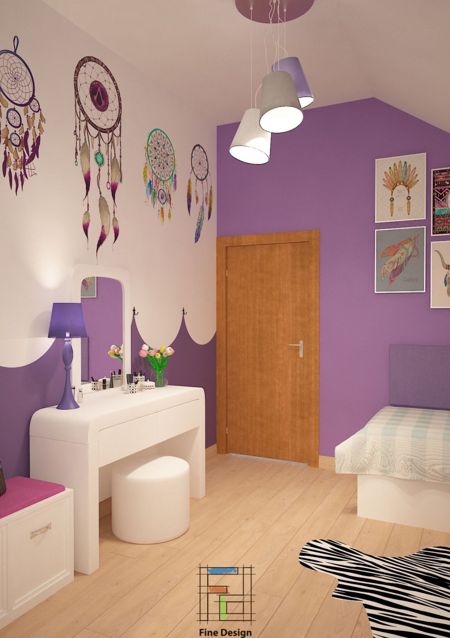 Уютная комната в фиолетовом цвете