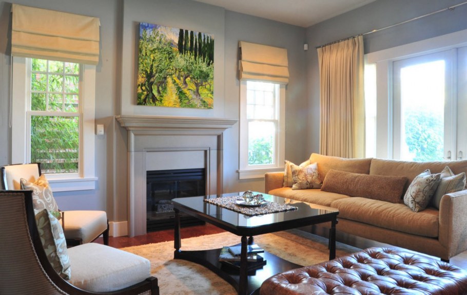 Римские шторы в гостиную в современном стиле