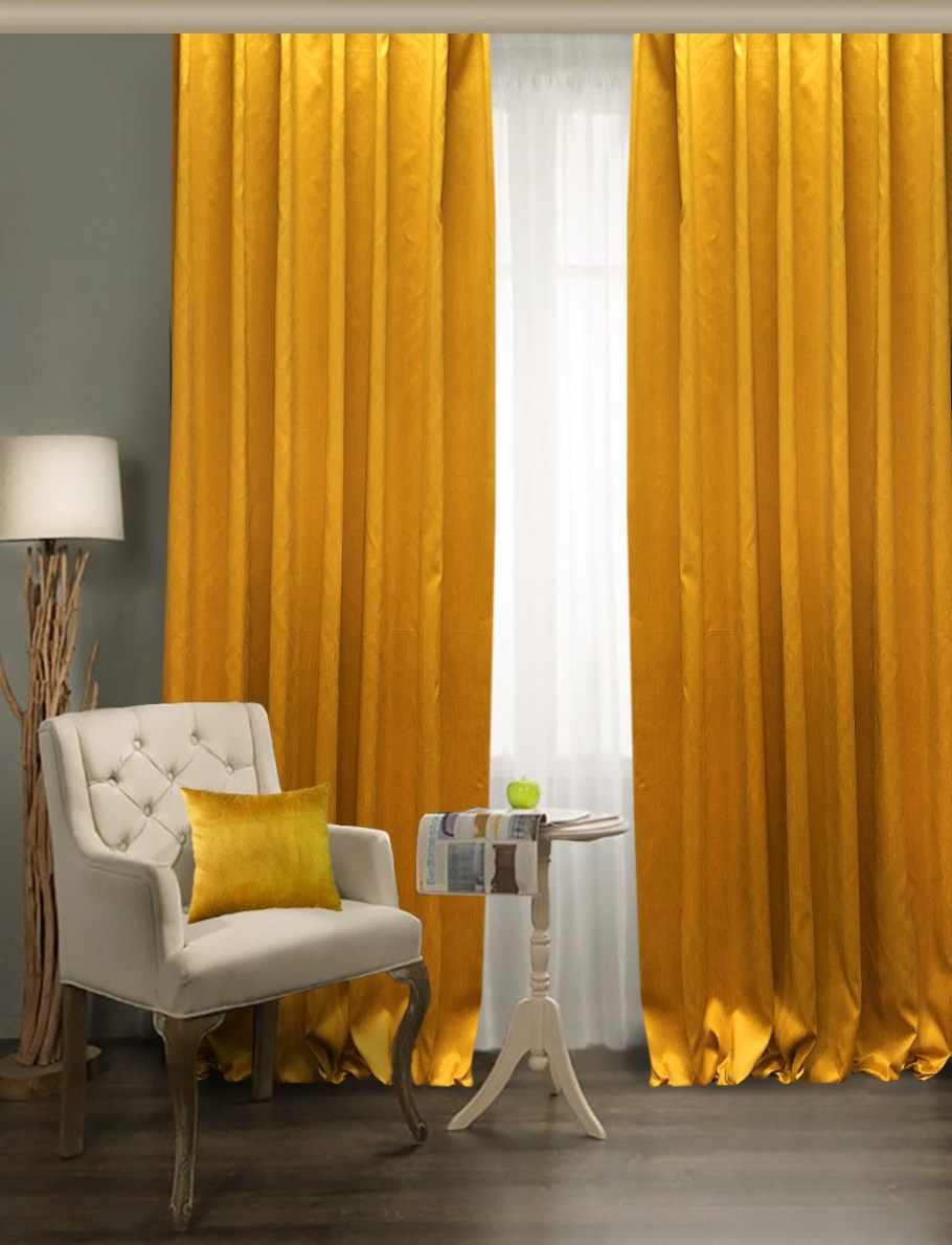 Желтые шторы в спальне