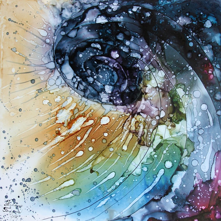 Алкогольными чернилами на холсте