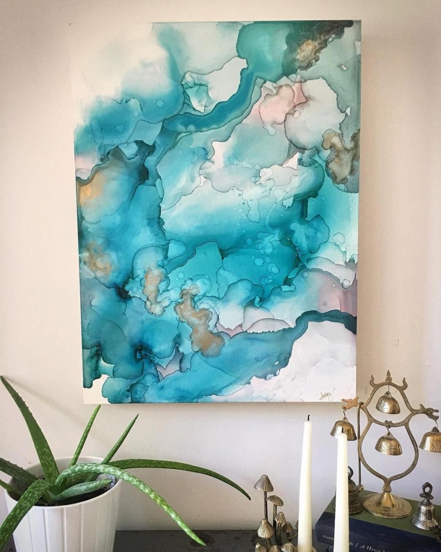 Флюид арт спиртовыми чернилами