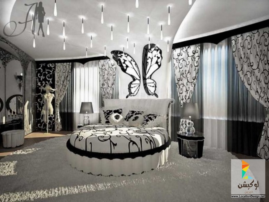 Красивая спальня в черно белых тонах