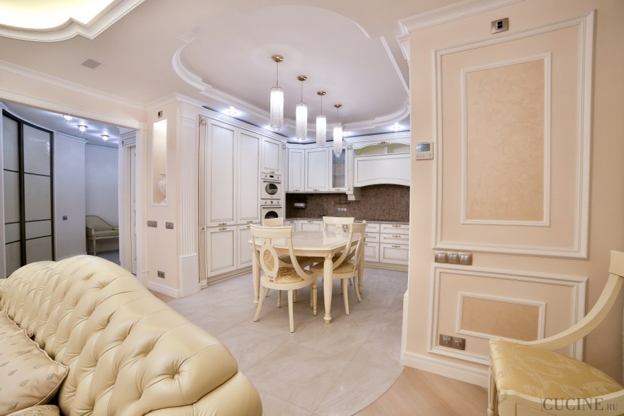 Кухня-гостиная 60 кв м в классическом стиле