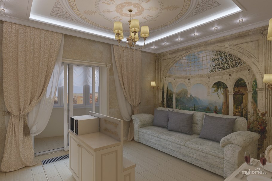 Интерьер 2 комнатной квартиры классика