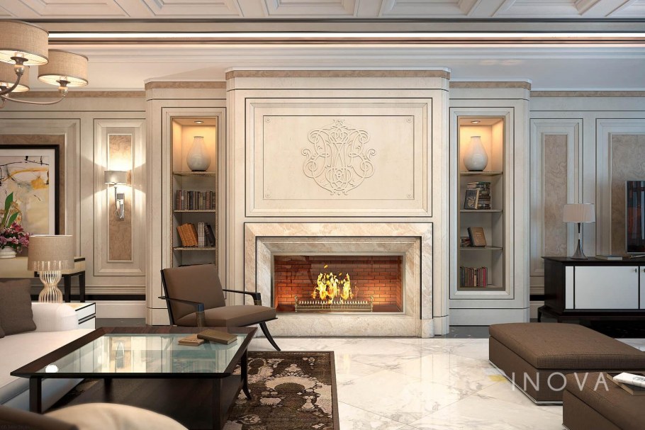 Белый камин Неоклассика Неоклассика