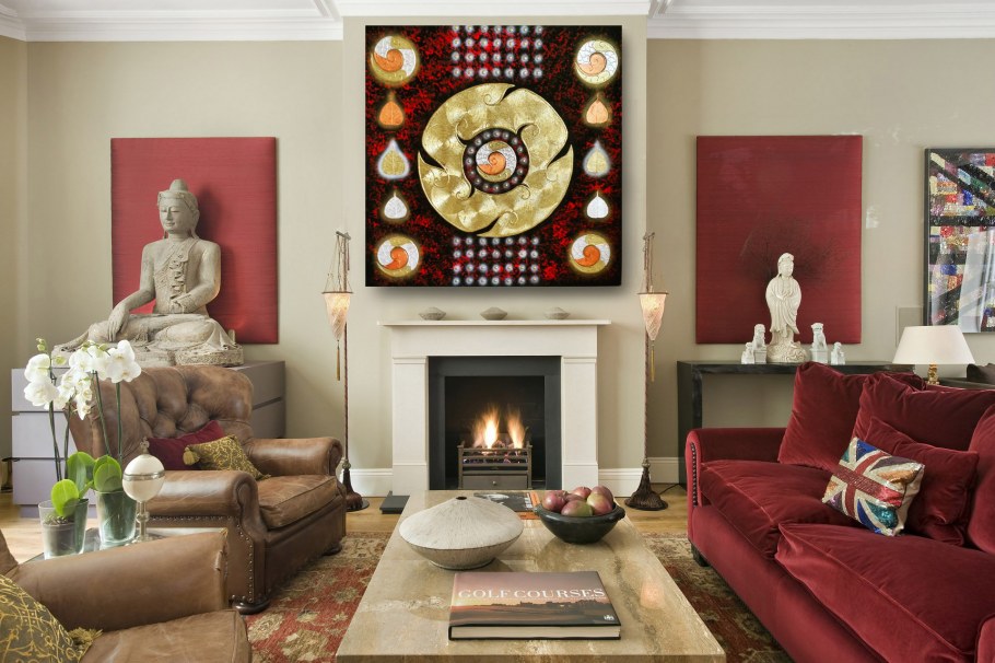 Гостиная в красных тонах