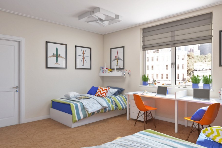 Детская комната для двоих разнополых детей 14 кв.м