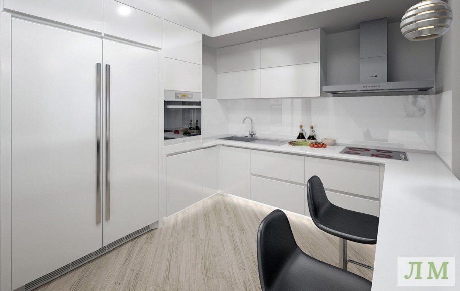 Белая кухня в стиле минимао