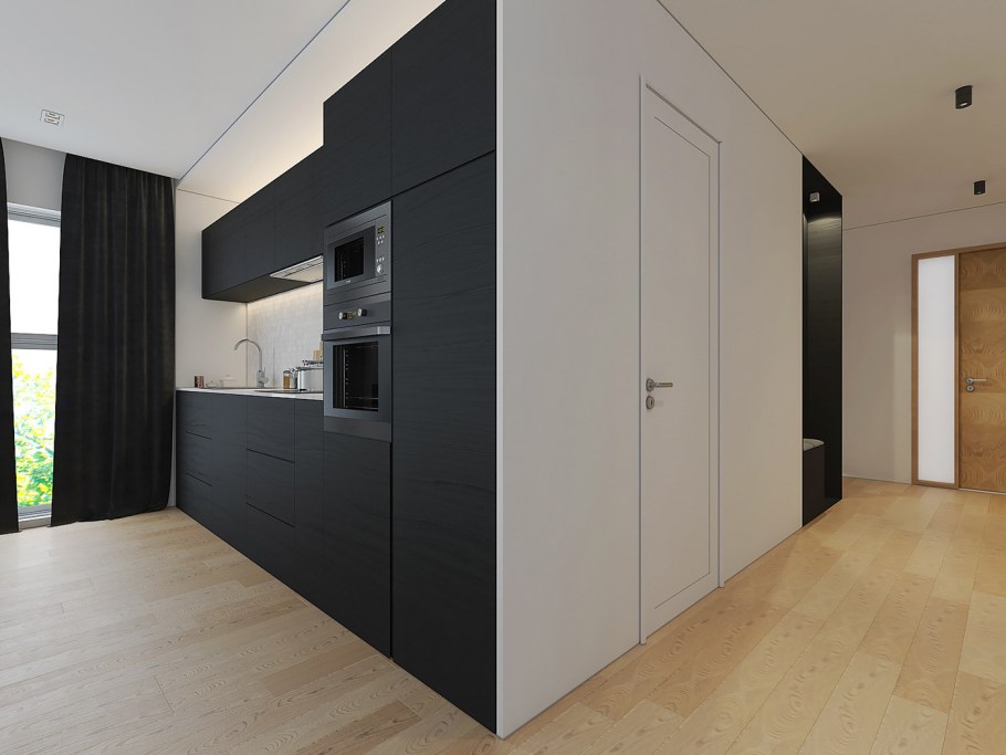 Черная матовая кухня Минимализм