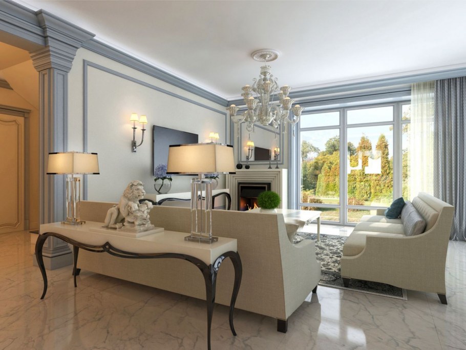 Интерьер в стиле арт деко в светлых тонах