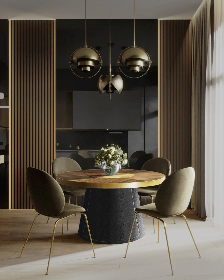 Гостиная со столовой в классическом стиле